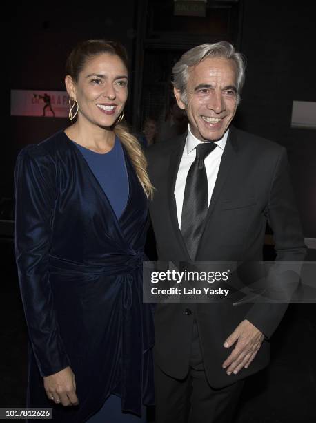 Imanol Arias and Irene Meritxell attend 'Imanol Arias Named Guest Of Honour In Buenos Aires' ceremony at the Maipo Theater on August 16, 2018 in...