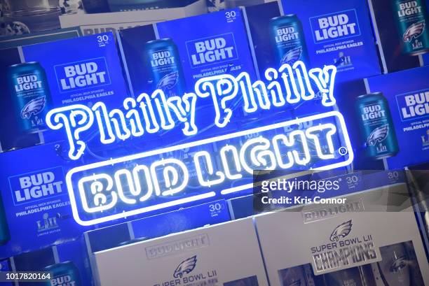 Fans eagerly wait outside of Bell Beverage to receive Bud Lights Philly Philly Commemorative Super Bowl LII Pack which went on-sale on Thursday,...