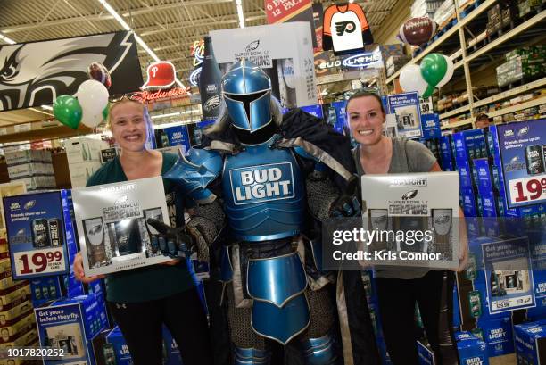 Bud Light's Bud Knighmeets with fans as they receive the Bud Lights Philly Philly Commemorative Super Bowl LII Pack at Bell Beverage which went...