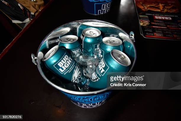 Fans eagerly wait at Chickies and Petes to receive Bud Lights Philly Philly Commemorative Super Bowl LII Pack which went on-sale Thursday, August 16,...