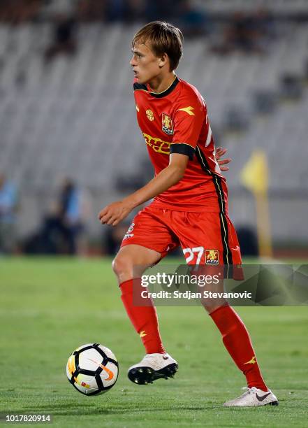 Mikkel Damsgaard of Nordsjaelland in action during the UEFA Europa League Third Round Qualifier Second Leg match between Partizan and Nordsjaelland...