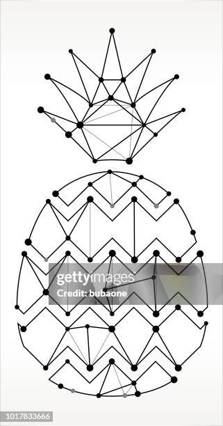 pineapple triangle node black and white pattern - pineapple pattern stock illustrations