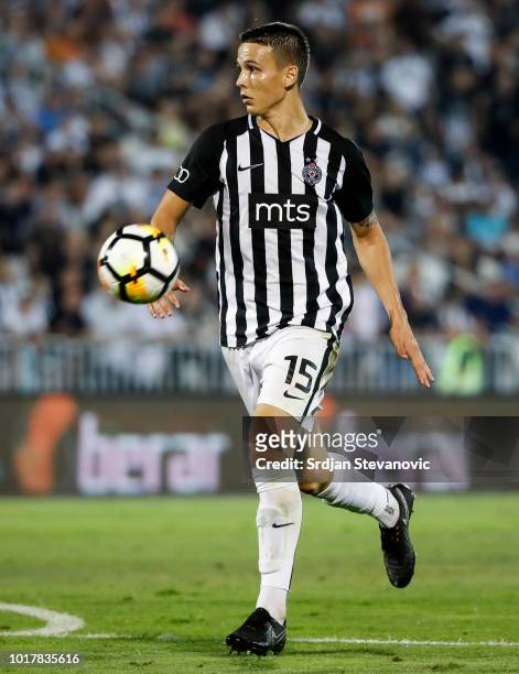 Svetozar Markovic of Partizan in action against during the UEFA Europa League Third Round Qualifier Second Leg match between Partizan and...