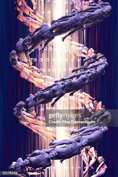 dna strand composed of human figures - dna strand stock-grafiken, -clipart, -cartoons und -symbole