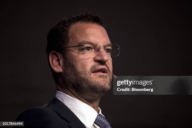 Alejandro Vollbrechthausen, managing director of Goldman Sachs & Co., speaks during the Peru CFO Summit in Lima, Peru, on Thursday, Aug. 16, 2018....