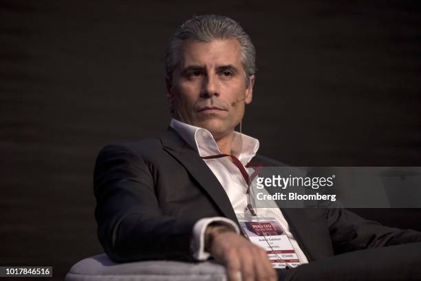 Andres Colichon, chief financial officer of Camposol Holding PLC, listens during the Peru CFO Summit in Lima, Peru, on Thursday, Aug. 16, 2018. The...