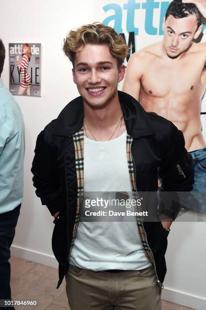 Pritchard attends a private view of Attitude Magazine's exhibition celebrating their 300th issue at [VENUE} on August 16, 2018 in London, England.