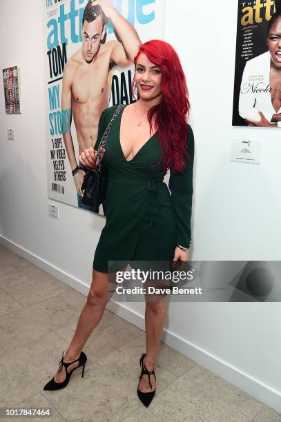 Diane Buswell attends a private view of Attitude Magazine's exhibition celebrating their 300th issue at [VENUE} on August 16, 2018 in London, England.