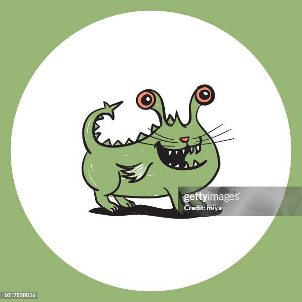 illustrazioni stock, clip art, cartoni animati e icone di tendenza di mostro carino / illustrazione vettoriale - scary emoticons