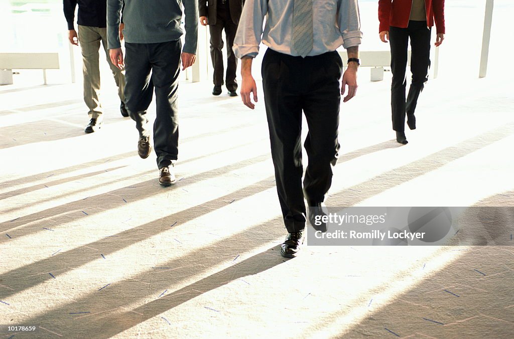 VIEW OF BUSINESS PEOPLE LEGS WALKING