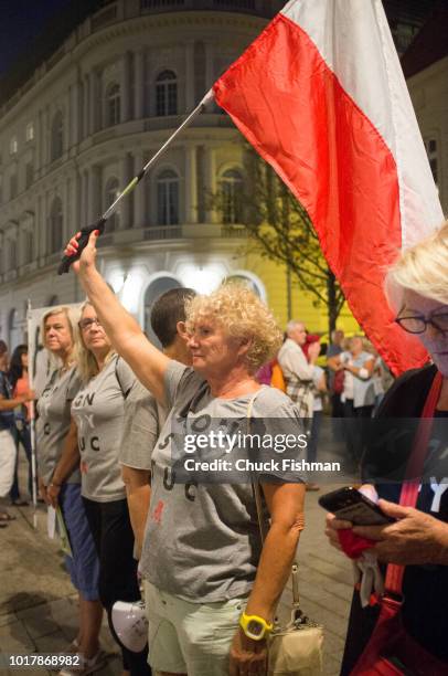 Anti-government protesters gather in front of the presidential palace to rally against a string of judicial reforms that the European Union has...