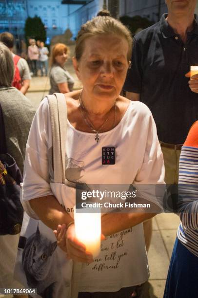 Anti-government protesters gather in front of the presidential palace to rally against a string of judicial reforms that the European Union has...