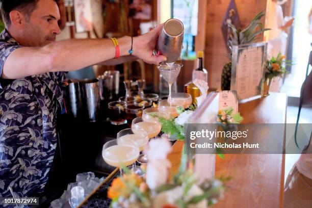 Cocktail being made at the Raise Your Rum on National Rum Day with BACARDI Rum on August 16, 2018 in New York City.