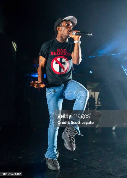 Lil Uzi Vert performs during the Endless Summer Tour 2018 at DTE Energy Music Theater on August 16, 2018 in Clarkston, Michigan.