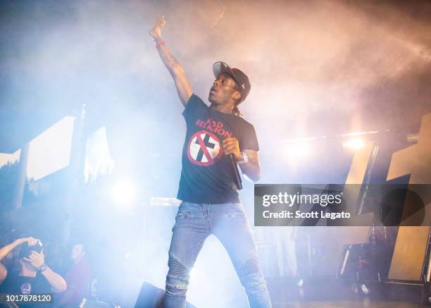 Lil Uzi Vert performs during the Endless Summer Tour 2018 at DTE Energy Music Theater on August 16, 2018 in Clarkston, Michigan.