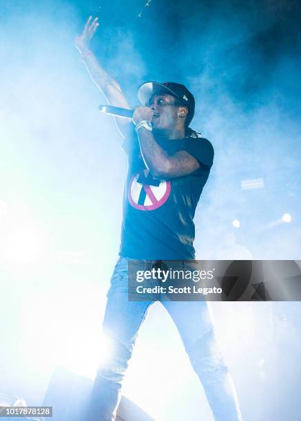 Lil Uzi Vert performs during the Endless Summer Tour 2018 at DTE Energy Music Theater on August 16, 2018 in Clarkston, Michigan.