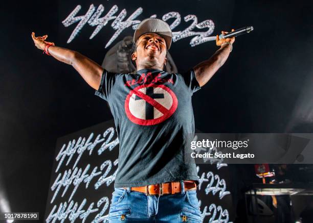 Lil Uzi Vert performs during the Endless Summer Tour 2018 at DTE Energy Music Theater on August 16, 2018 in Clarkston, Michigan.