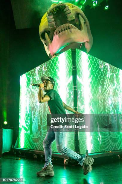 Lil Uzi Vert performs during the Endless Summer Tour 2018 at DTE Energy Music Theater on August 16, 2018 in Clarkston, Michigan.