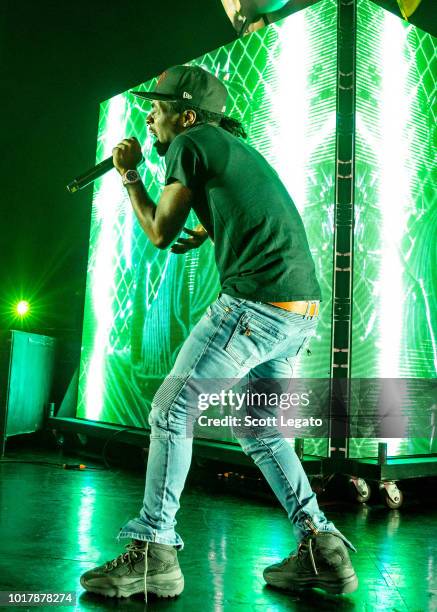 Lil Uzi Vert performs during the Endless Summer Tour 2018 at DTE Energy Music Theater on August 16, 2018 in Clarkston, Michigan.