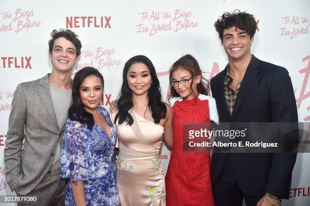 Israel Broussard, Janel Parrish, Lana Condor Anna Cathcart and Noah Centineo attend a screening of Netflix's "To All The Boys I've Loved Before" at...