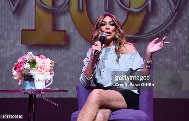 Television personality Wendy Williams speaks onstage during her celebration of 10 years of 'The Wendy Williams Show' at The Buckhead Theatre on...