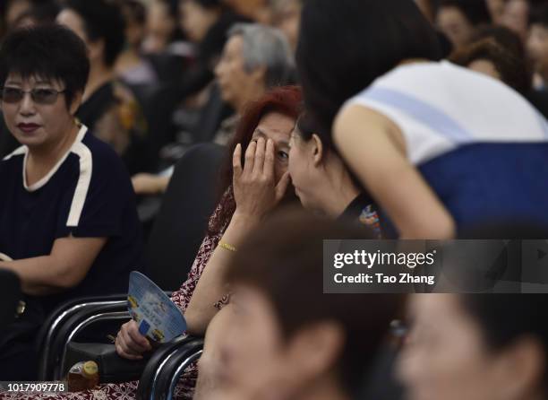 Elderly people attend a blind date for chinese valentine's day on August 17, 2018 in Harbin, China.More and more single elderly people are longing...