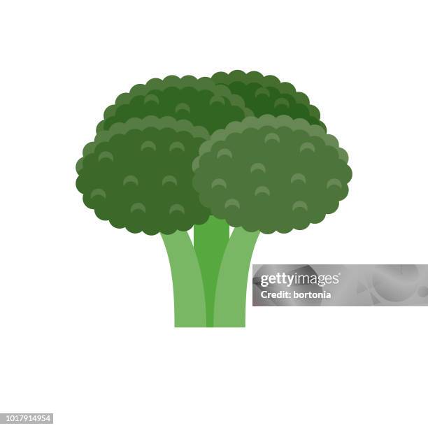 illustrazioni stock, clip art, cartoni animati e icone di tendenza di icona vegetale dal design piatto broccoli - broccolo