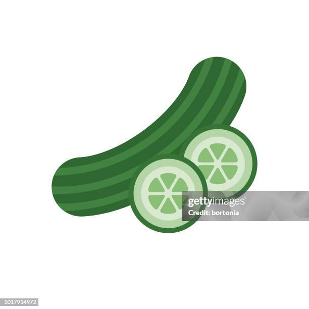 illustrazioni stock, clip art, cartoni animati e icone di tendenza di icona vegetale di cucumber flat design - cetriolo