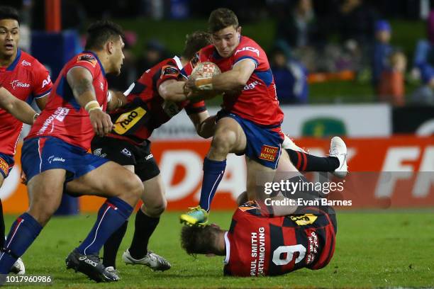 Mitchell Hunt in action during the round one Mitre 10 Cup match between Tasman and Canterbury on August 17, 2018 in Blenheim, New Zealand.