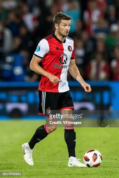 Jan-Arie van der Heijden of Feyenoord during the UEFA Europa League third round qualifying second leg match between Feyenoord Rotterdam and AS...