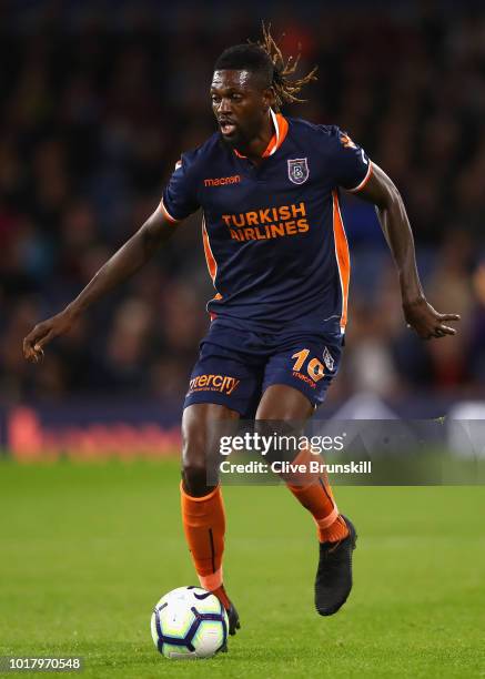 Emmanuel Adebayor of Istanbul Basaksehir in action during the UEFA Europa League 3rd Round Qualifying 2nd leg match between Burnley and Istanbul...