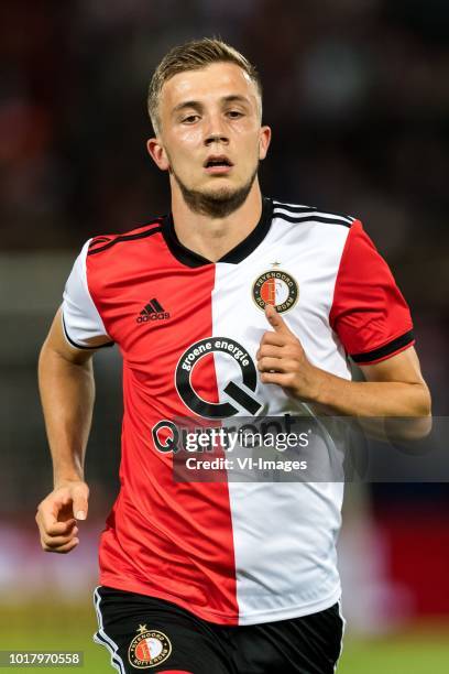 Dylan Vente of Feyenoord during the UEFA Europa League third round qualifying second leg match between Feyenoord Rotterdam and AS Trencin at De Kuip...