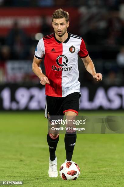 Jan-Arie van der Heijden of Feyenoord during the UEFA Europa League third round qualifying second leg match between Feyenoord Rotterdam and AS...