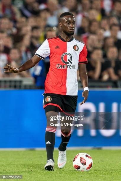 Lutsharel Geertruida of Feyenoord during the UEFA Europa League third round qualifying second leg match between Feyenoord Rotterdam and AS Trencin at...