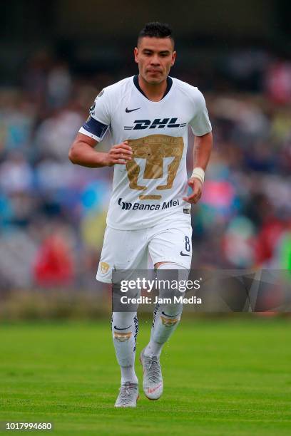 Pablo Barrera of Pumas looks on during the fourth round match between Pumas UNAM and Pachuca as part of the Torneo Apertura 2018 Liga MX at Olimpico...