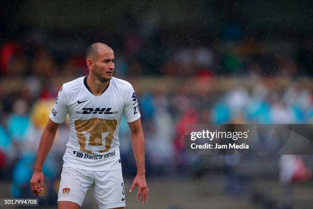 Carlos Gonzalez of Pumas looks on during the fourth round match between Pumas UNAM and Pachuca as part of the Torneo Apertura 2018 Liga MX at...