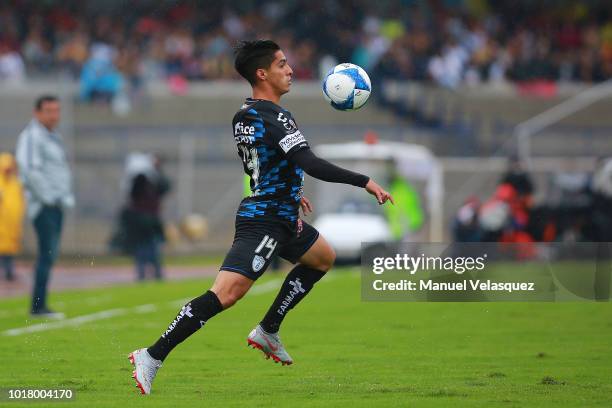 Alfonso Blanco of Pachuca controls the ball during the fourth round match between Pumas UNAM and Pachuca as part of the Torneo Apertura 2018 Liga MX...