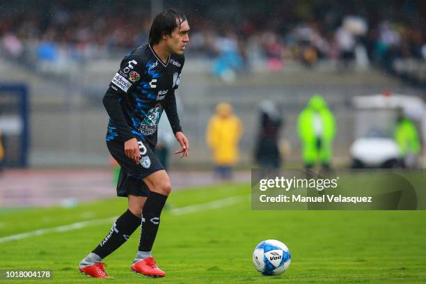 Joaquin Martinez of Pachuca controls the ball during the fourth round match between Pumas UNAM and Pachuca as part of the Torneo Apertura 2018 Liga...