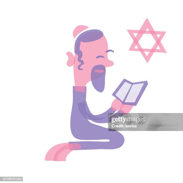 jewish person praying - synagogue stock illustrations