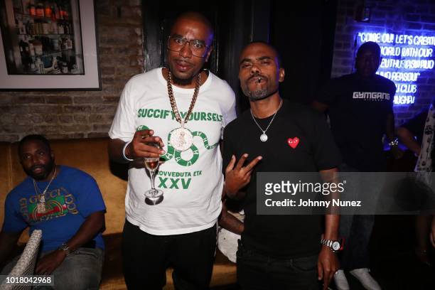 And Lil Duval attend Drink Champs With Nicki Minaj at Jue Ian on August 16, 2018 in New York City.