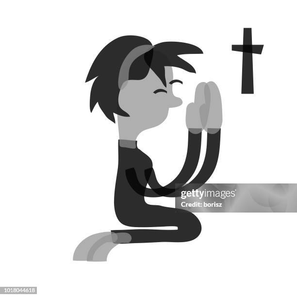 christian praying - nun stock illustrations
