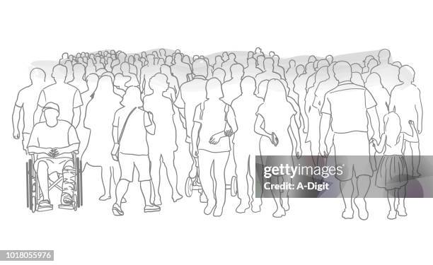 massive crowd of people - holding hands stock illustrations