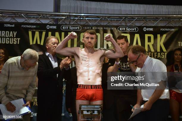 Paddy Barnes pictured during the weigh in for his fight with Cristopher Rosales on August 17, 2018 in Belfast, Northern Ireland. Windsor park will...