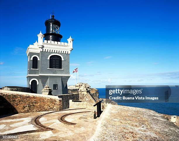 puerto rico, san juan, el morro, lighthouse - città di san juan portorico foto e immagini stock