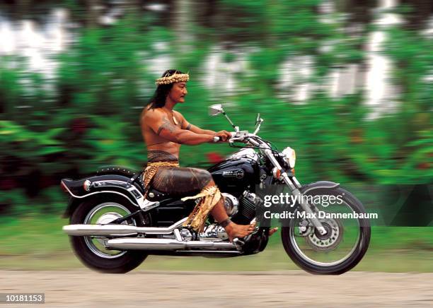 male (35-40) pacific islander  on motorbike - samoa stock pictures, royalty-free photos & images