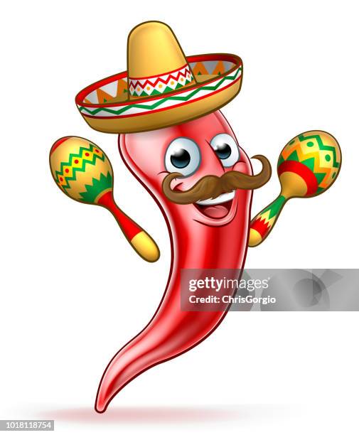 spicy red pepper mexican mascot - mexican restaurant stock illustrations