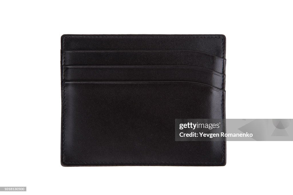 Black credit cards wallet isolated on white background