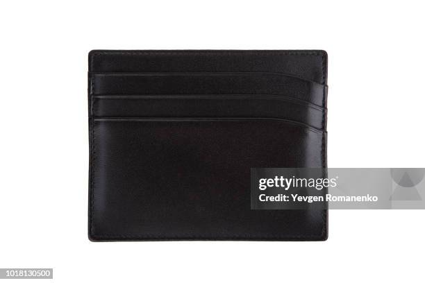 black credit cards wallet isolated on white background - wallet stockfoto's en -beelden