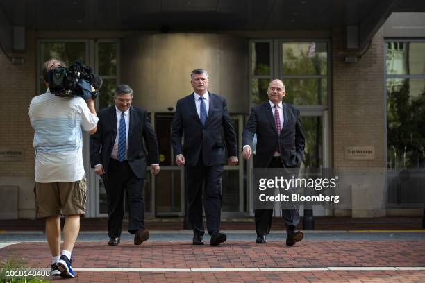 Kevin Downing, lead lawyer for former Trump Campaign Manager Paul Manafort, center, Richard Westling, co-counsel for Manafort, left, and Thomas...