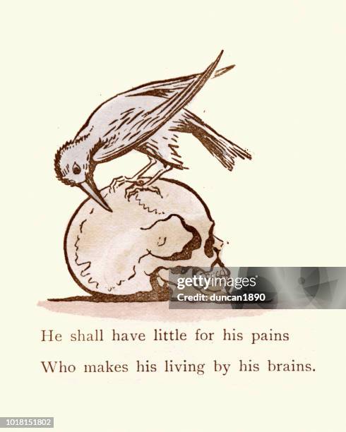 victorian satirical cartoon, he shall have little for his pains - crow uk stock illustrations